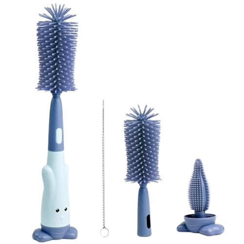 Picture of 3 in 1 Multifunctional Cup Cleaning Brush Travel Water Bottle Brush Cleaner Set Nylon Straw Cleaner Silicone Baby Bottle Brush
