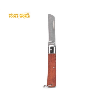 Picture of Dingqi Electrician Pocket Cutter Blade Hot Sale Professional Stainless Steel Blade Wooden Handle Folding Wood Slide Open Quick-change-63106
