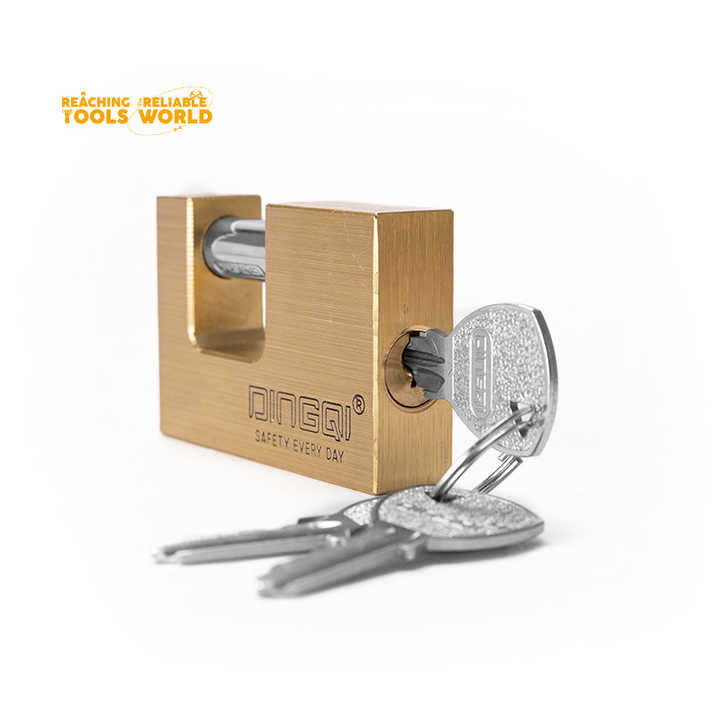 Picture of Dingqi Top Security Rectangular Lock Three Side Dotted Computer Key Brass Padlock Copper Lock OEM Acceptable 90mm,or Custom-151190