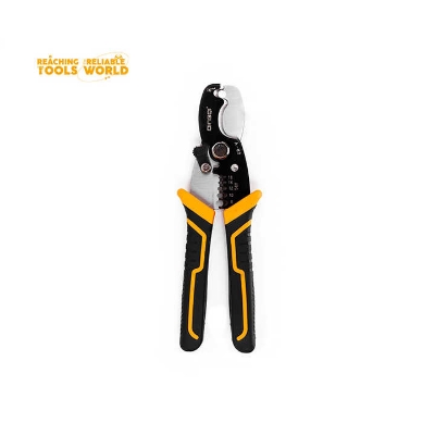 Picture of DINGQI 8 Inch Cable Wire Stripper Plier Tool TPR Handle Hand Wire Stripper-67003