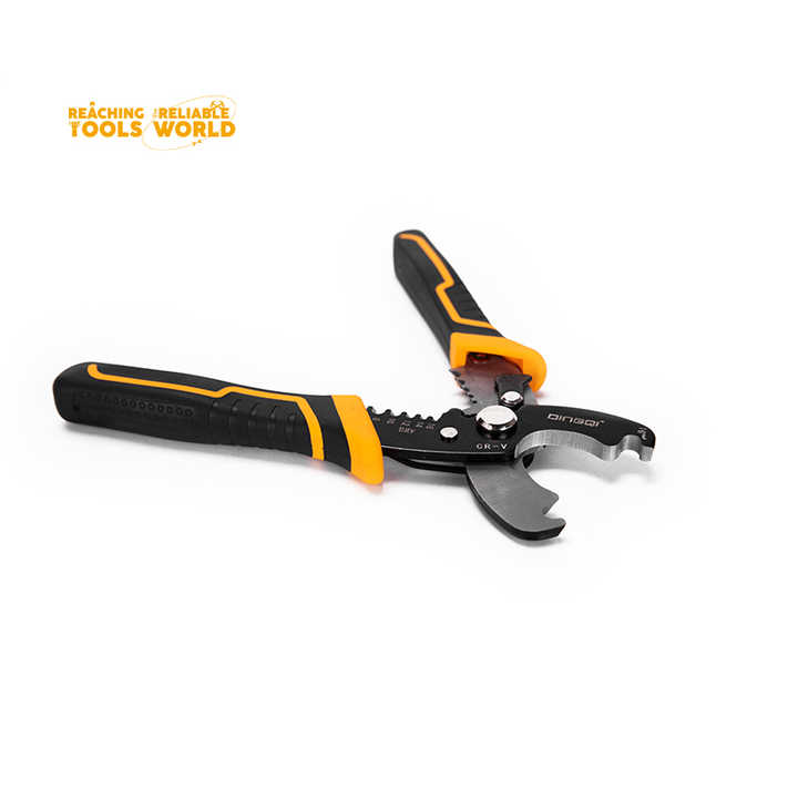 Picture of DINGQI 8 Inch Cable Wire Stripper Plier Tool TPR Handle Hand Wire Stripper-67003