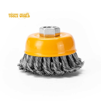 Picture of WELLOO 3" inch Round Steel Industrial Polish Cup Twisted Knot Wire Brush-WCT12075