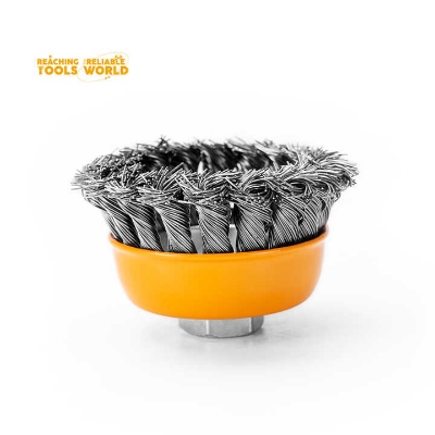 Picture of WELLOO 3" inch Round Steel Industrial Polish Cup Twisted Knot Wire Brush-WCT12075