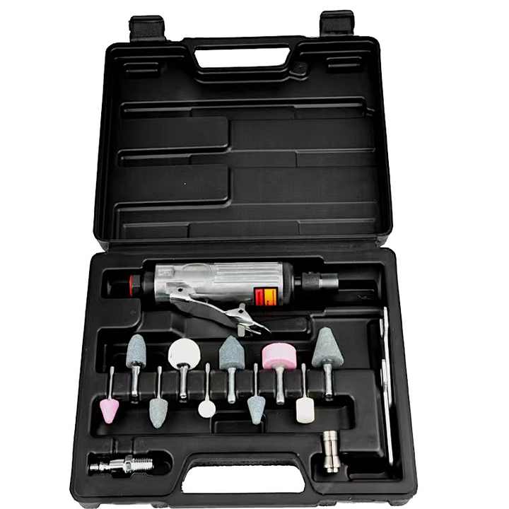 Picture of HR Pneumatic Mini Die Grinder Kit 17 Piece with 10 Piece Mounted Point in Blow Molded Carry case Grinder Set|Tarboya Tools