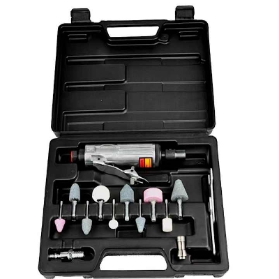 Picture of HR Pneumatic Mini Die Grinder Kit 17 Piece with 10 Piece Mounted Point in Blow Molded Carry case Grinder Set|Tarboya Tools