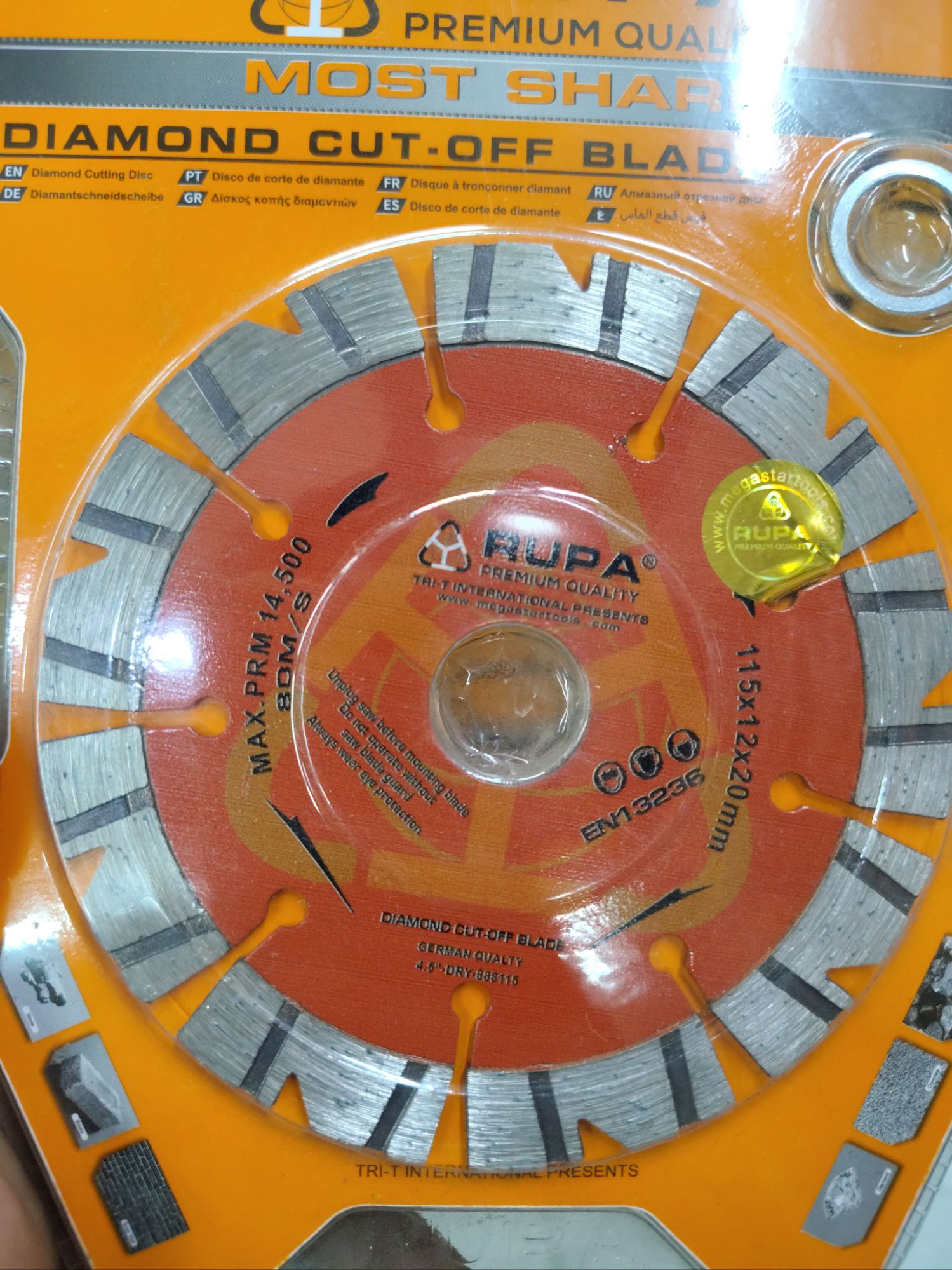 Picture of 💎 RUPA 4" / 115mm V-Shape Type Premium Diamond Cut-Off Blade