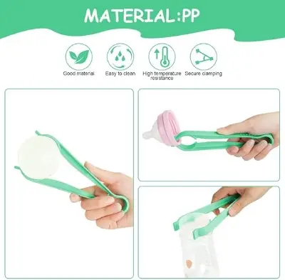 Picture of Baby Bottle Tongs, Baby Feeding Bottle Tongs Holder, Baby Bottle Nipple Pacifier Tong, Multi-Functional Anti-scalding Non-Slip Bottle Clips for Infants Newborns