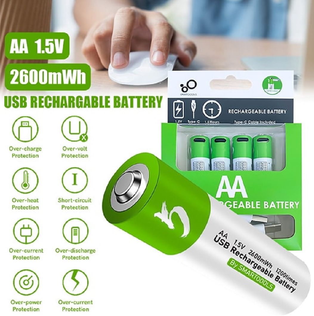 Picture of 🔋 SmartTools RB40 AA 1.5V 2600mAh Rechargeable Battery – 4pcs Set