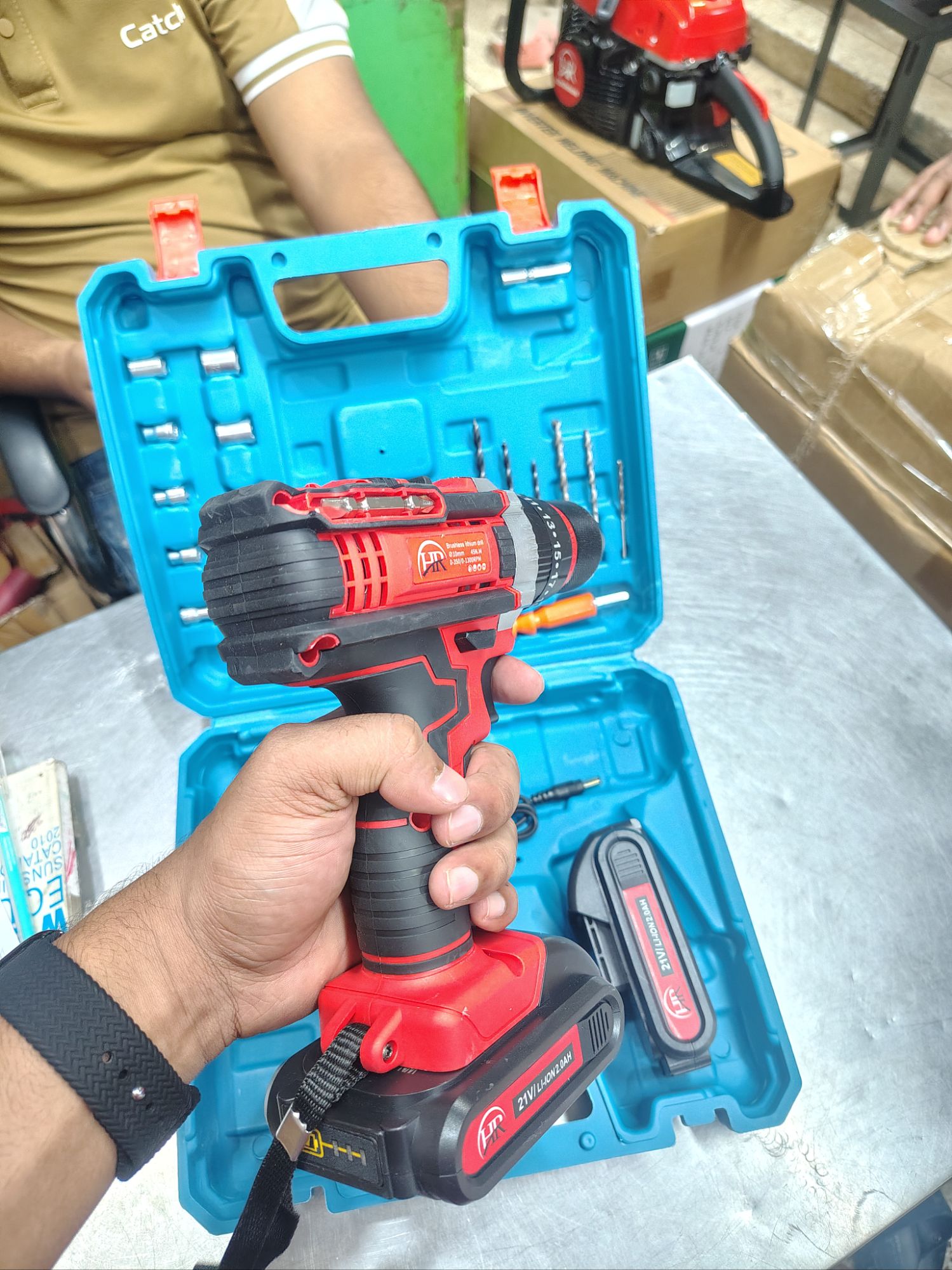 Picture of ⚡ HR Cordless Drill Machine Set – 25pcs with 21V Double Battery & Screwgun