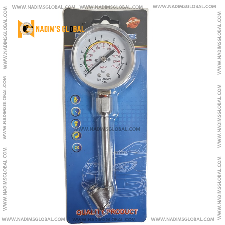 Picture of 0-220PSI Car Tire Pressure Gauge High Precision Monitor Long Tube Tyre Tester Meter Copper Nozzles Truck Motorcycle Accessories