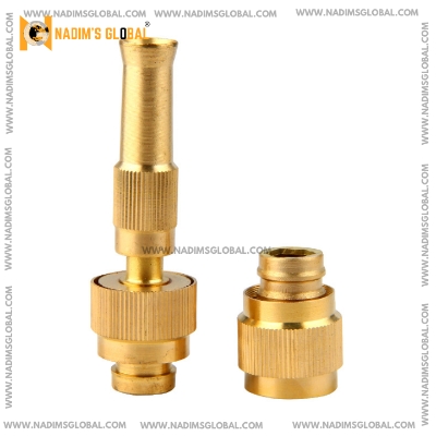 Picture of Spray Nozzle Brass Coating Water Gun High Pressure Direct Spray Quick Connect Adjustable Watering Gun Home Garden