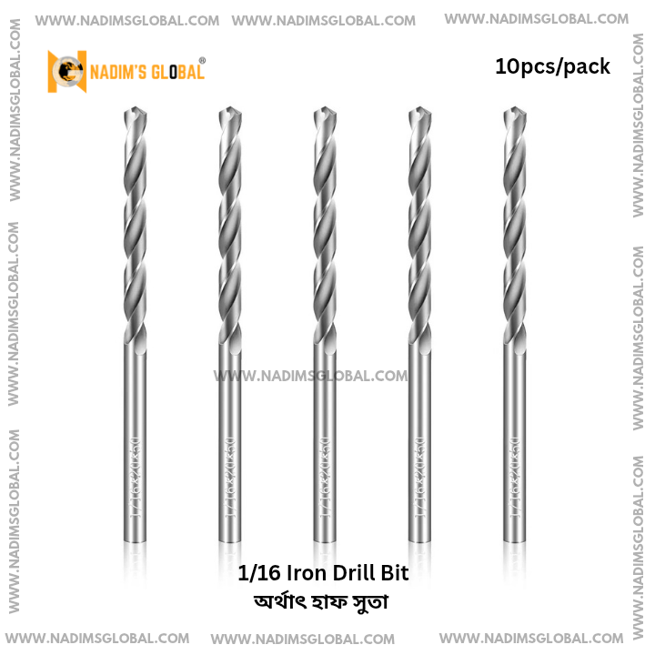 Picture of 1/16 Iron Drill Bit – 10pcs Pack | Durable High-Speed Drill Bits for Metal, Wood & Plastic