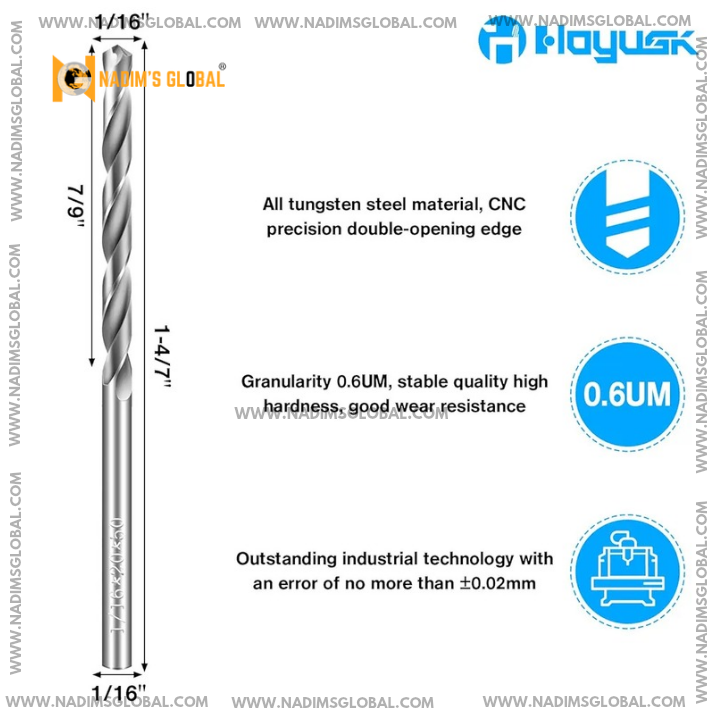 Picture of 1/16 Iron Drill Bit – 10pcs Pack | Durable High-Speed Drill Bits for Metal, Wood & Plastic