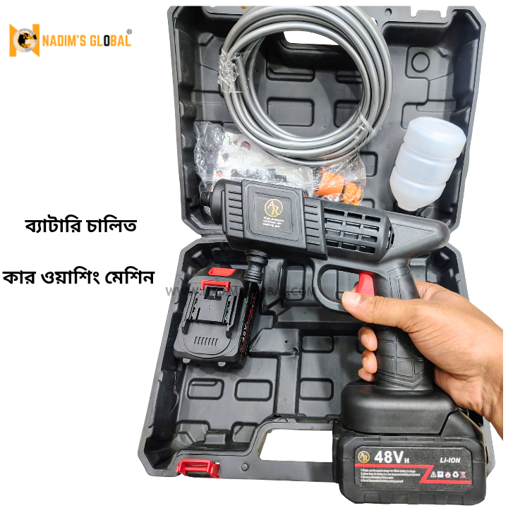 Picture of 48V Rechargeable Cordless High Pressure Car Washer Machine – Portable Power Washer with 2Pcs Battery & Accessories