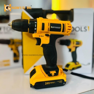 Picture of TUFFTOOLS KFK 24V Cordless Impact Drill Machine 10mm Brushed Motor with 2pcs Li-ion Rechargeable Batteries – Portable Electric Hand Drill & Screwdriver Kit-Screwgun