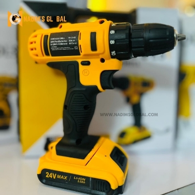 Picture of TUFFTOOLS KFK 24V Cordless Impact Drill Machine 10mm Brushed Motor with 2pcs Li-ion Rechargeable Batteries – Portable Electric Hand Drill & Screwdriver Kit-Screwgun