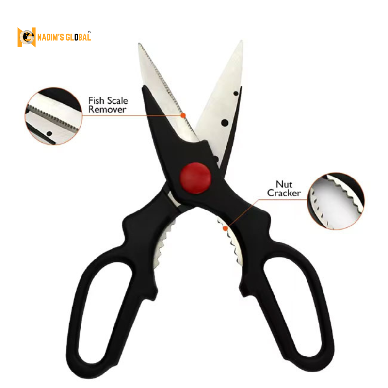 Picture of 🏷️Stainless Steel Kitchen Scissors with Fish Scale Remover & Nut Cracker