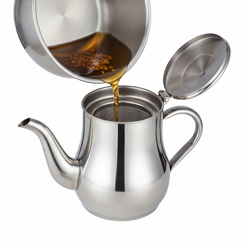 Picture of 410ml Stainless Steel Oil Tank Large Capacity Oil Bottle Kitchen Oil Filter Pot Soy Sauce Vinegar Container Coffee Pot