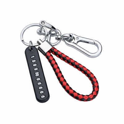 Picture of Anti-Lost Car Key Pendant Split Rings Keychain Phone Number Keyring Auto Vehicle Key Chain Car Accessories