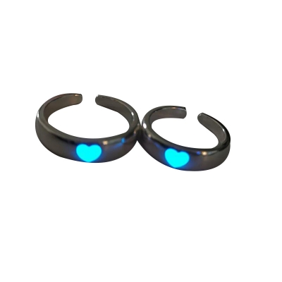 Picture of Elegant Wedding Couple Rings Men Glowing In Dark Adjustable Open Luminous Smooth Simple Fashion Jewelry
