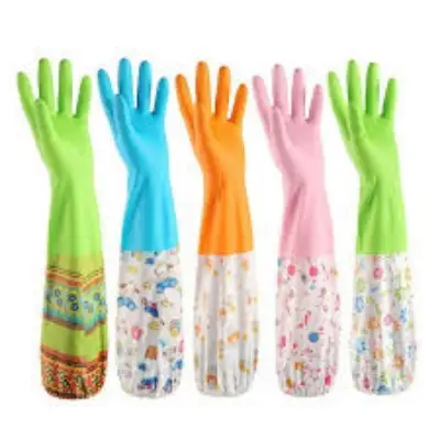 Picture of High Quality Silicone Dish Washing Kitchen Hand Gloves (Multicolor)