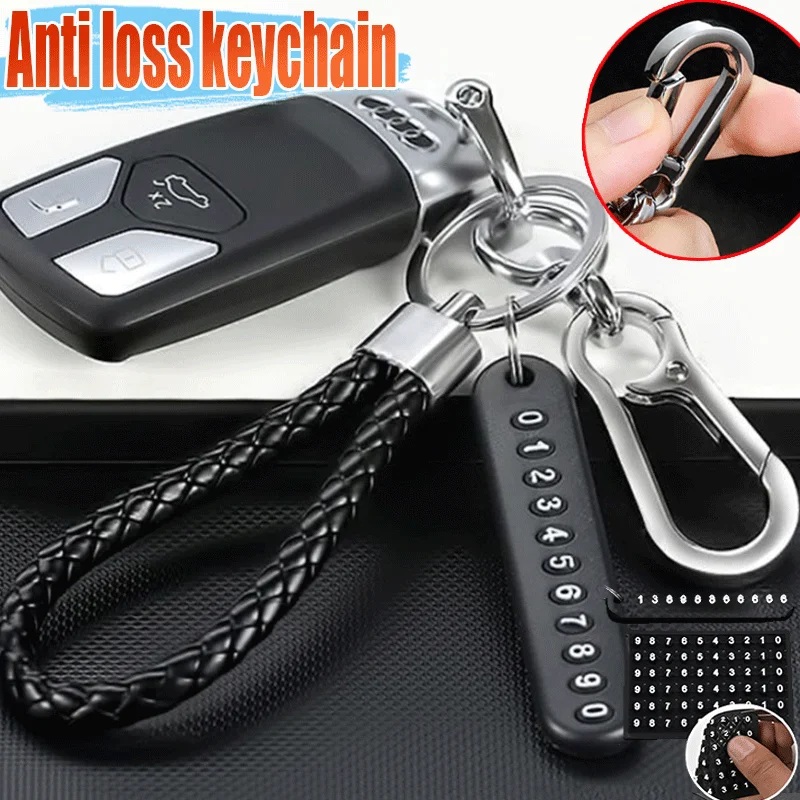 Picture of Anti-Lost Keychain Pendant With Phone Number Strip Braided Rope Car Keychain Keyring