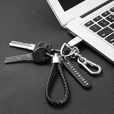 Picture of Anti-Lost Keychain Pendant With Phone Number Strip Braided Rope Car Keychain Keyring