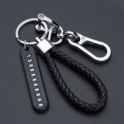 Picture of Anti-Lost Keychain Pendant With Phone Number Strip Braided Rope Car Keychain Keyring