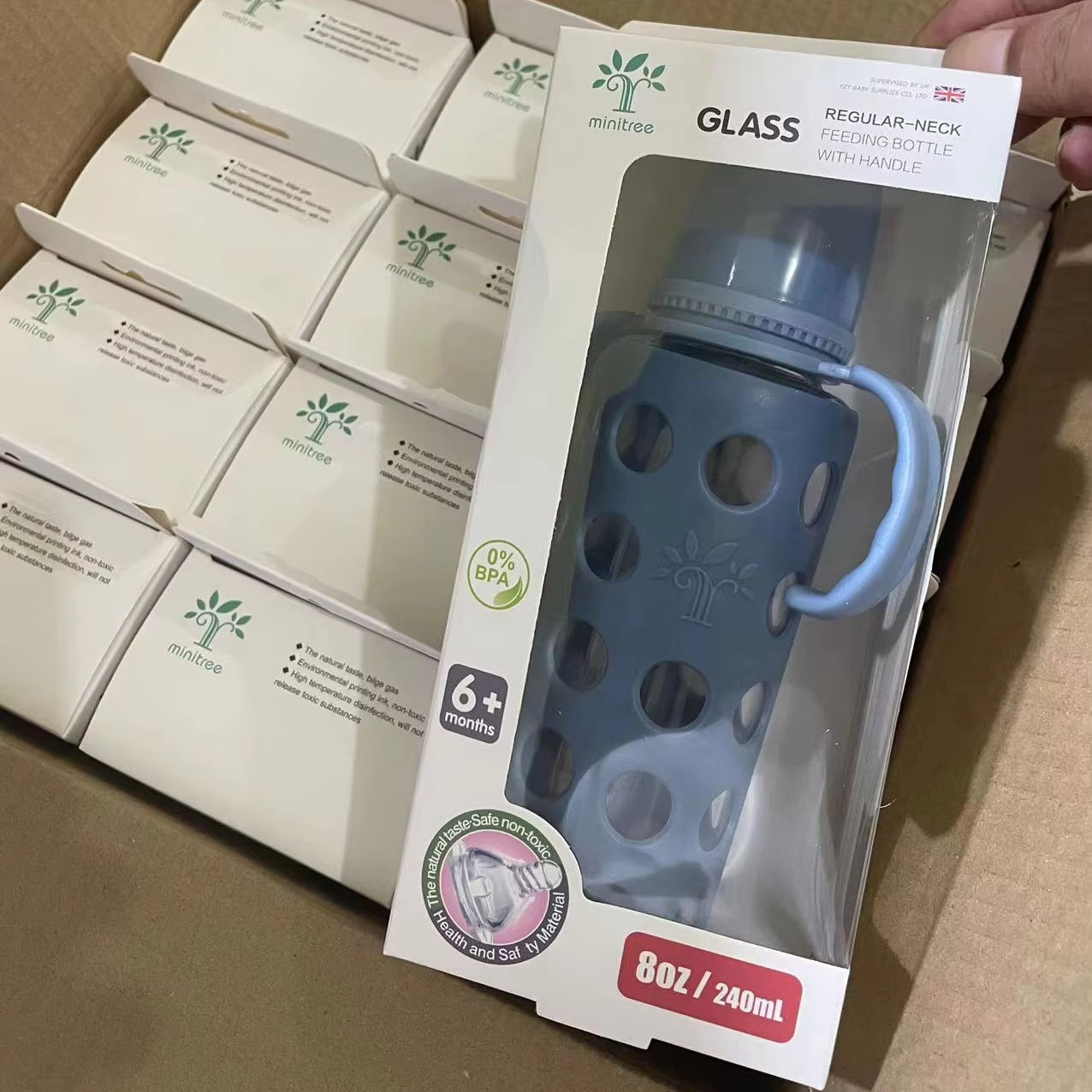 Picture of Baby Feeder Bottle 240 ml Minitree Regular Neck Baby Feeding Glass Bottle