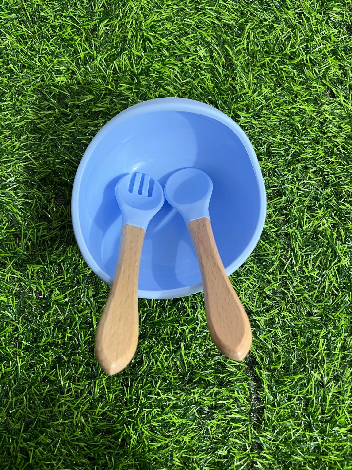 Picture of Pack of 3pcs Silicone Kids Dining Suction Bowl Baby Spoons Feeding Set for Infant Toddler Children Baby Feeding Set