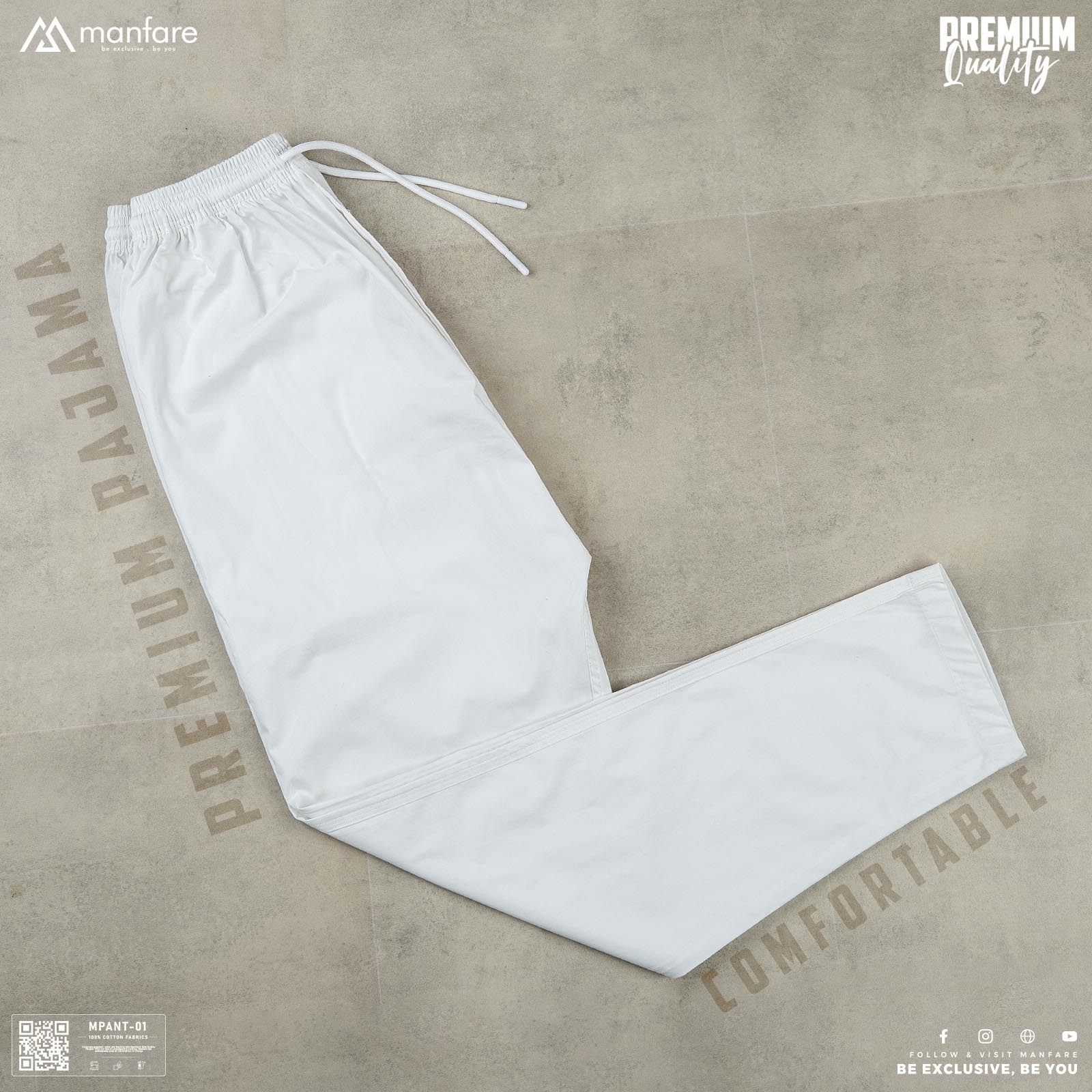 Picture of Manfare's Premium Quality Stitch Cotton Pajama For Men I Available Black & White