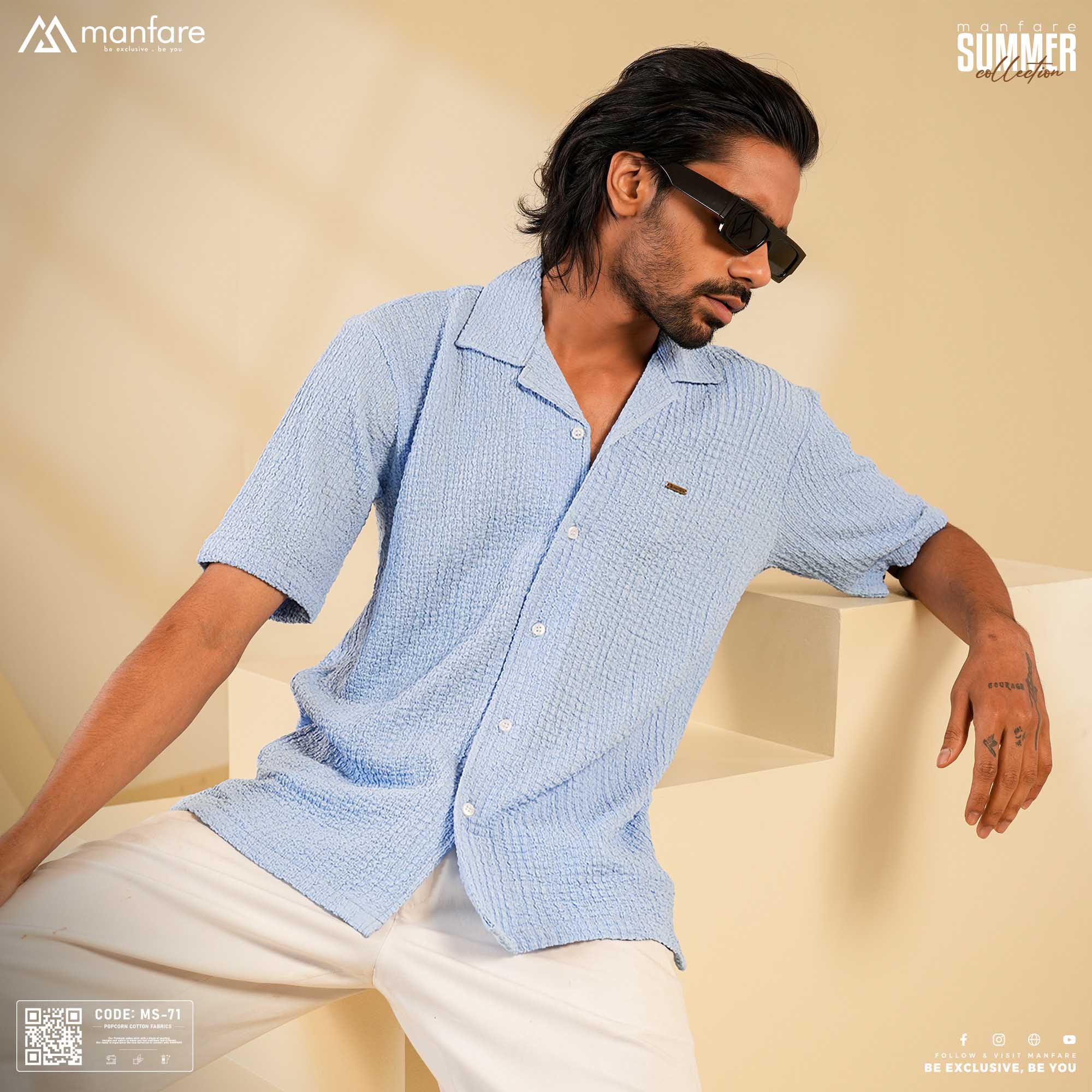 Picture of Premium Cuban Collar Half Shirt for Men | MS-71