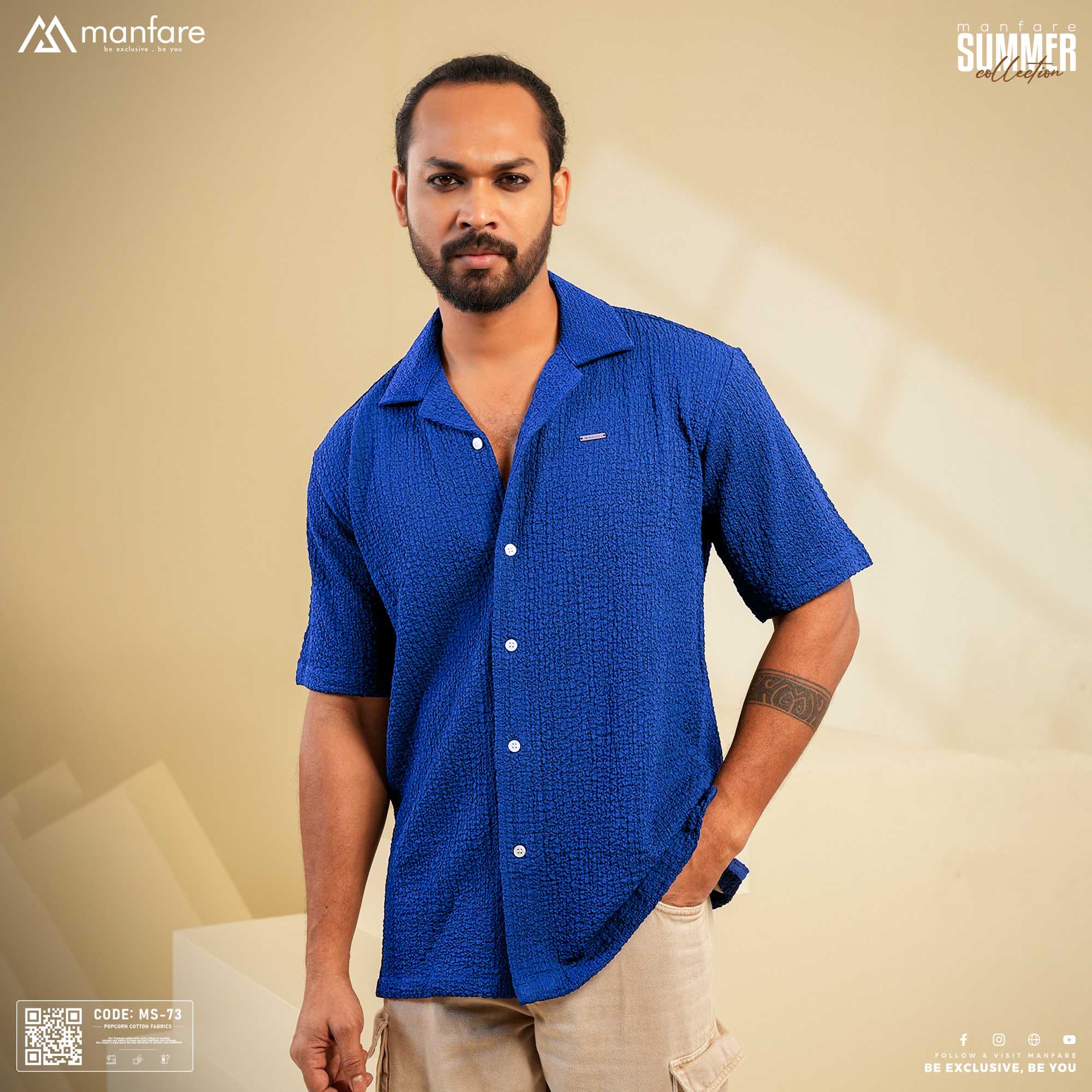 Picture of Premium Cuban Collar Half Shirt for Men | MS-73