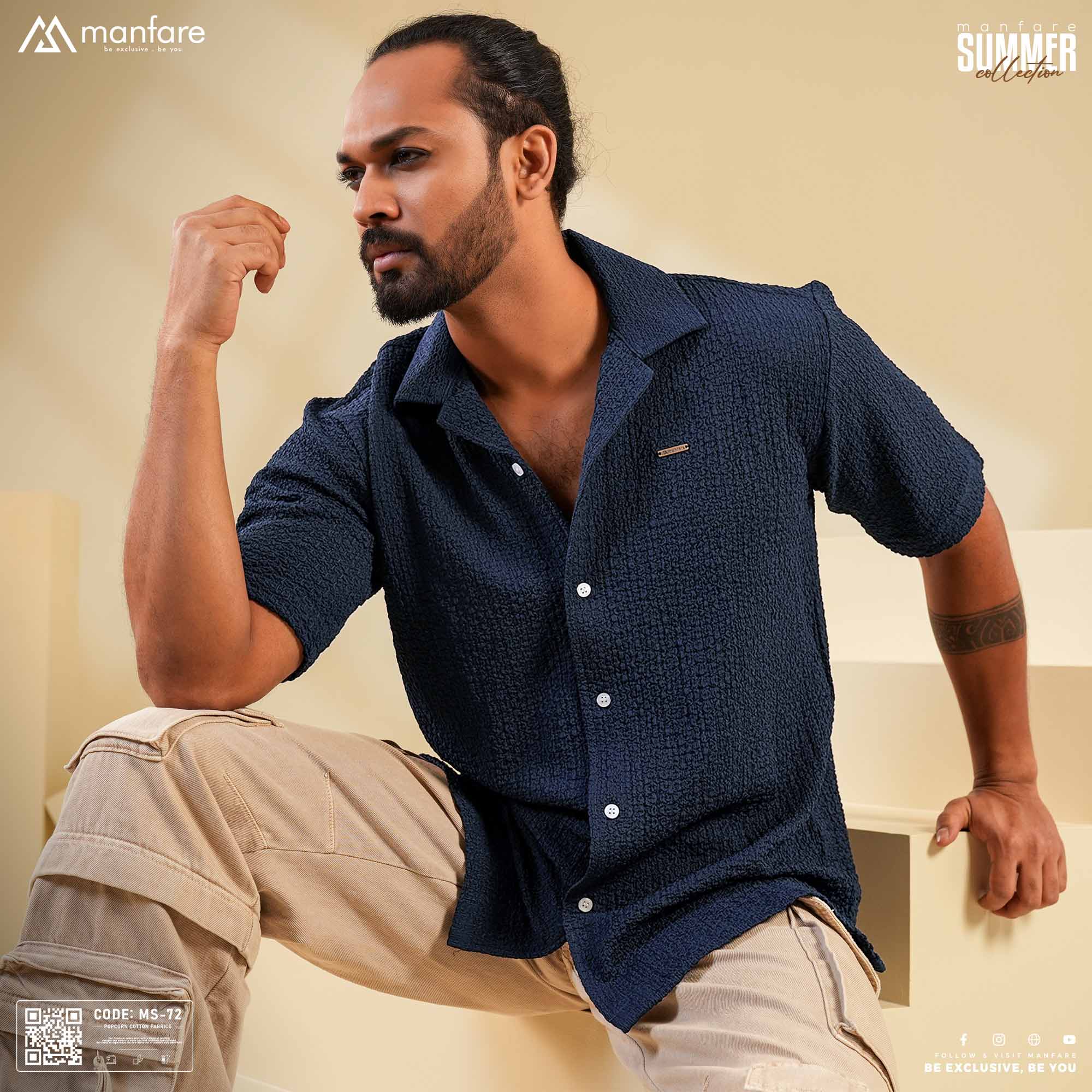 Picture of Premium Cuban Collar Half Shirt for Men | MS-72