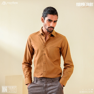 Picture of Premium Formal Solid Shirt For Men | Pastel Orange | MS-91