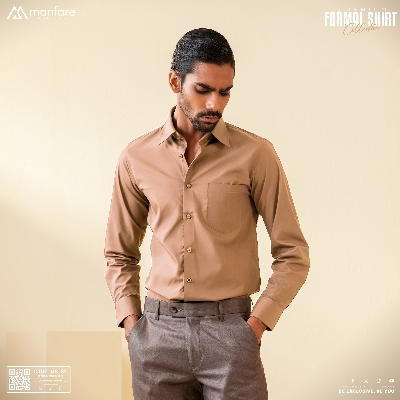 Picture of Premium Formal Solid Shirt For Men | Biscuit | MS-87
