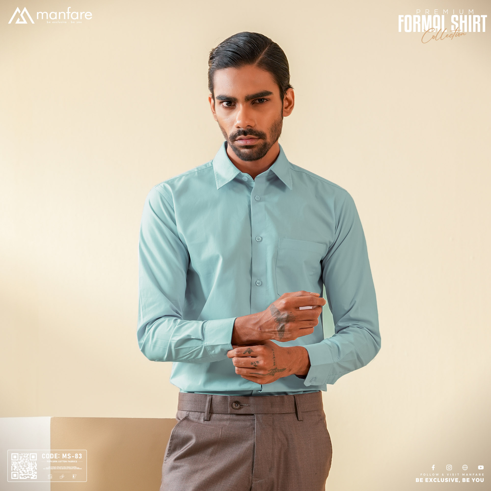 Picture of Premium Formal Solid Shirt For Men | Light Teal | MS-83