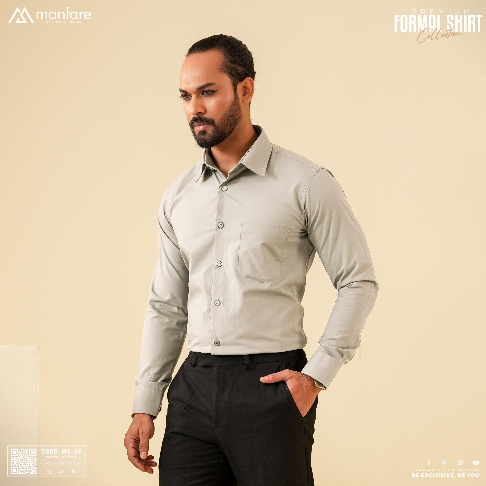 Picture of Premium Formal Solid Shirt For Men | Light Biscuit| MS-89