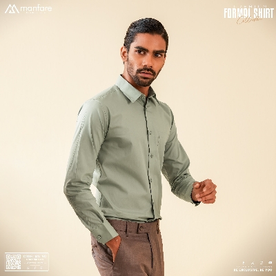 Picture of Premium Formal Solid Shirt For Men | Light Olive | MS-90