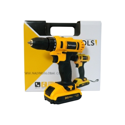 Picture of TUFFTOOLS KFK 24V Cordless Impact Drill Machine 10mm Brushed Motor with 2pcs Li-ion Rechargeable Batteries – Portable Electric Hand Drill & Screwdriver Kit-Screwgun