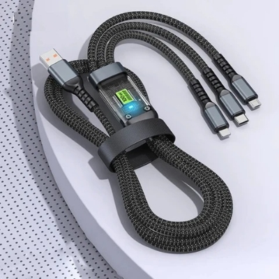 Picture of Fast Charger Cord 3 in 1 USB Charging Cable Type C Micro USB iPhone High-Speed Data Transfer