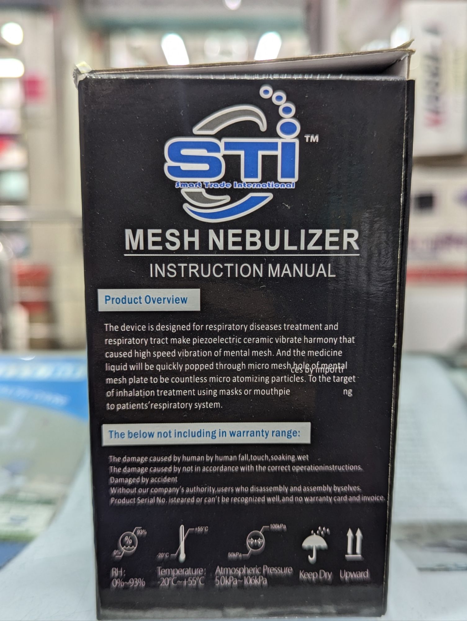 Picture of S T I Mesh nebulizer insruction manual 1 year warrnty