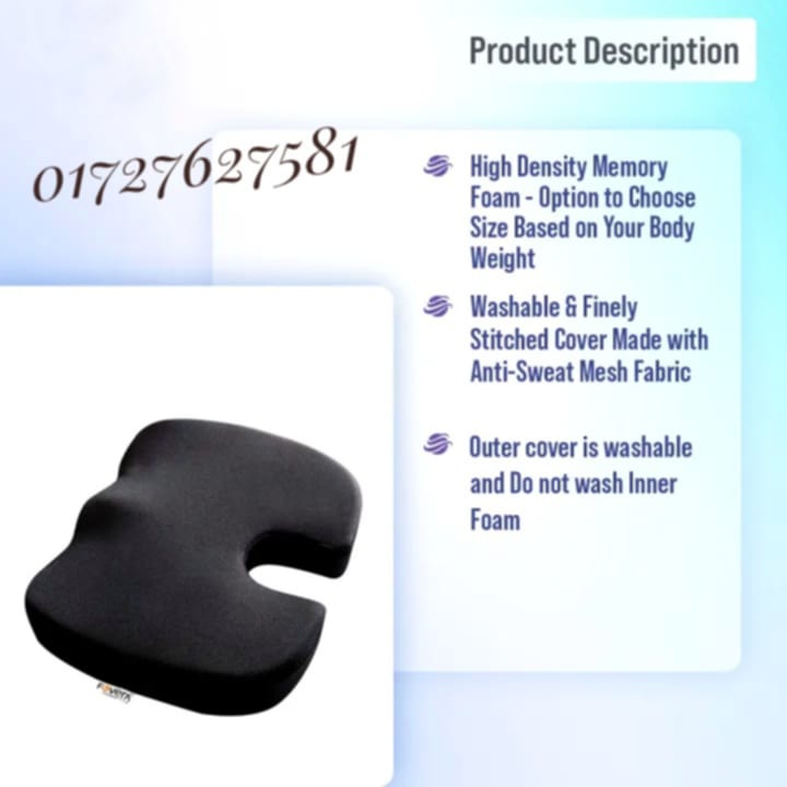 Picture of United Medicare Orthopedic Memory Foam Coccyx Seat Cushion for Tailbone Pain Relief – For Office/Home Chair