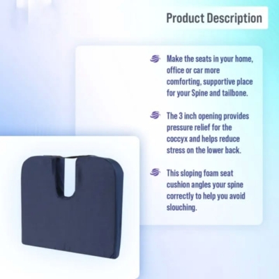 Picture of Coccyx Seat Cushion to Relieve Back, Sciatica and Tailbone Pain Ideal for Car, Office Chair