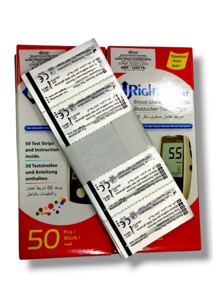 Picture of URight Blood Glucose Test Strips Foil Pack TD-4267 25 & 50  pcs Foil Pack