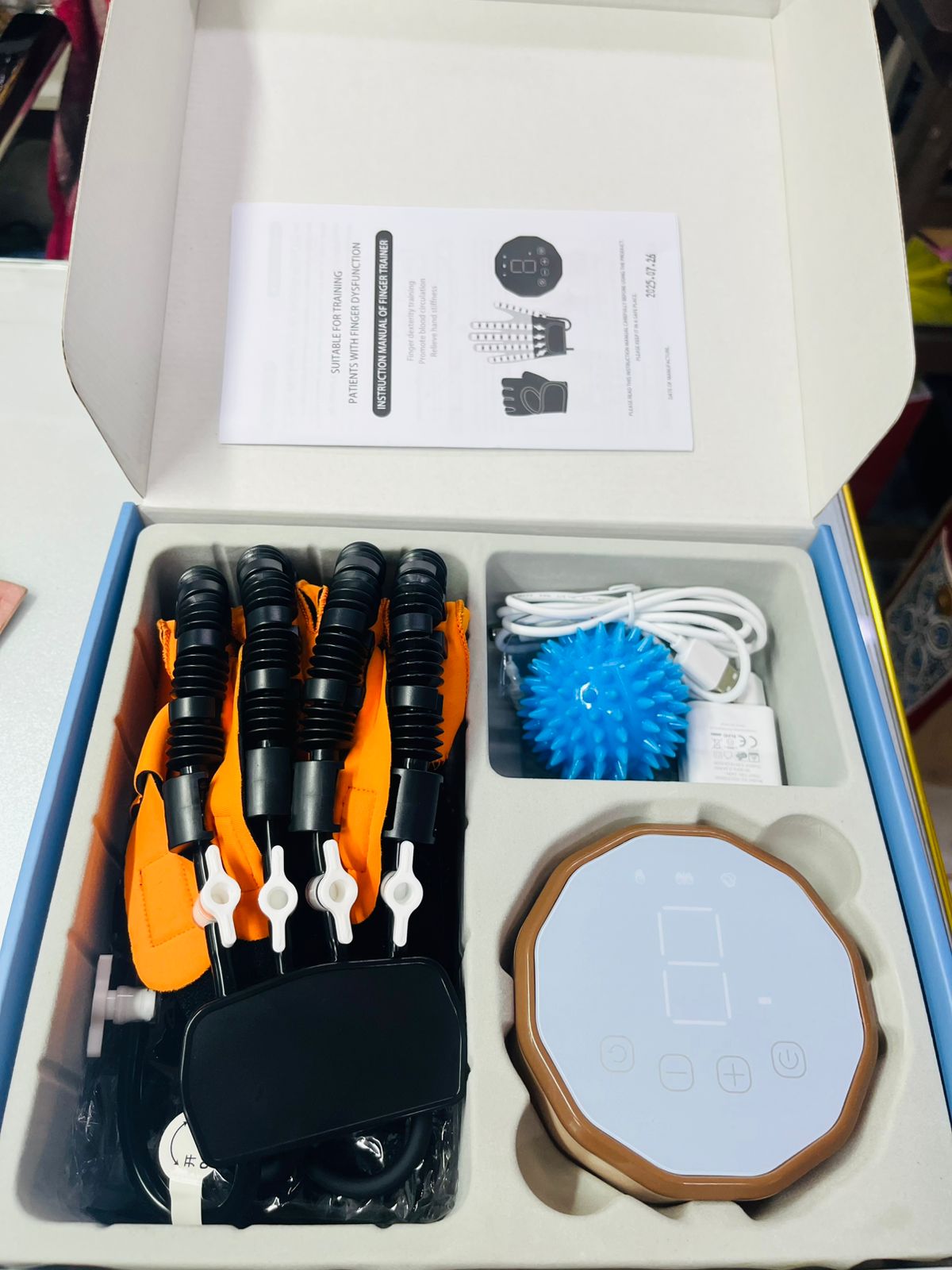 Picture of Finger and hand function rehabilitation trainer robots rehab gloves recovery exercise equipment for cerebral palsy arthritis stroke hemiplegia patient (S, Left Hand)