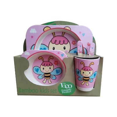 Picture of 5pcs Cute Animal Design Set of 5pcs Custom Baby Bamboo Fiber Dinnerware Sets