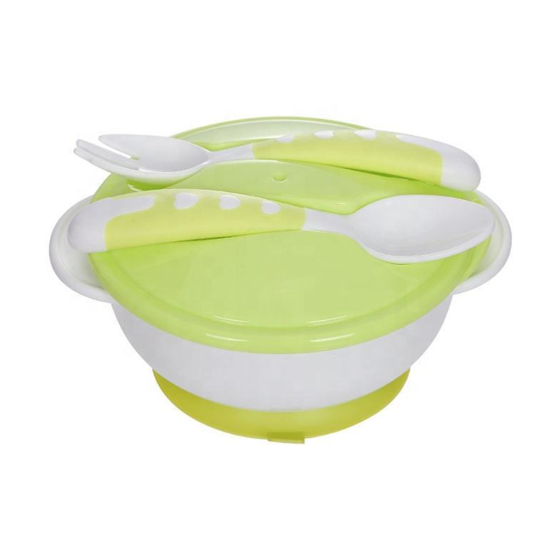 Picture of Children Feeding Bowl Set BPA Free Spoon Fork Tableware Set Non Slip Plastic Baby Bowl With Suction