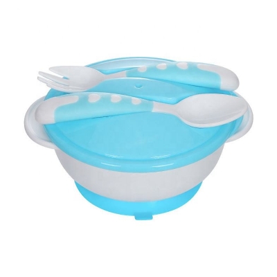Picture of Children Feeding Bowl Set BPA Free Spoon Fork Tableware Set Non Slip Plastic Baby Bowl With Suction