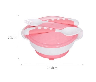 Picture of Children Feeding Bowl Set BPA Free Spoon Fork Tableware Set Non Slip Plastic Baby Bowl With Suction
